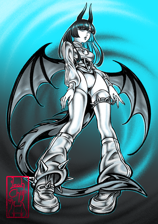 Chrome Dragon Girl A4 Print